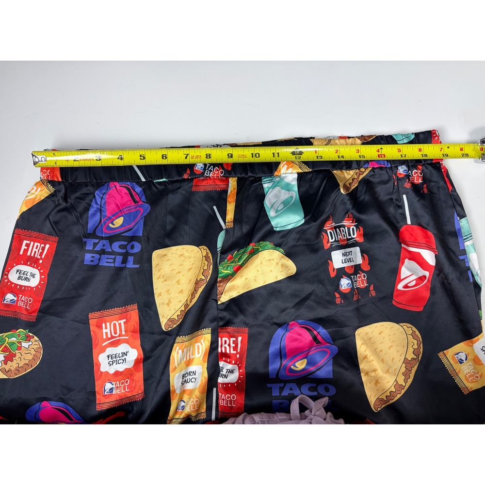 Sheshow Taco Bell Pajama Set XXL Black Satin Long Sleeve Shirt and Pants - Picture 5 of 7